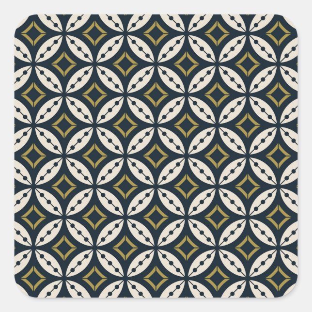 Pegatina Cuadrada Flores geométricas sin foco: patrón colorido. (Anverso)