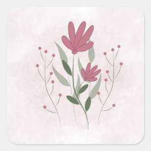 Pegatina Cuadrada Flores minimalistas