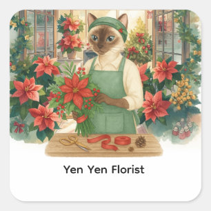Pegatina Cuadrada Flores navidades de Cat Florist