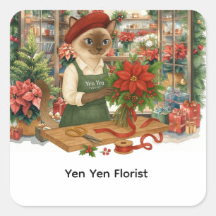 Pegatina Cuadrada Flores navidades de Cat Florist