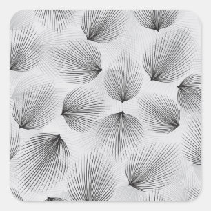 Pegatina Cuadrada Flores negras abstractas: Elegancia gris.