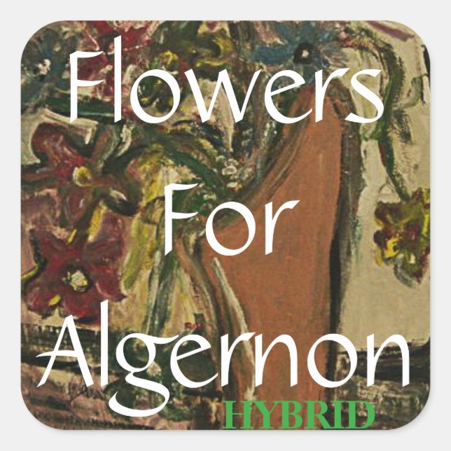 Pegatina Cuadrada Flores Para Algernon HYBRID (Anverso)