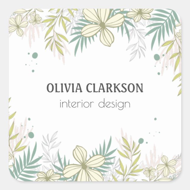 Pegatina Cuadrada Flores Pastel (Anverso)