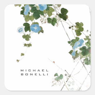 Pegatina Cuadrada Flores Profesionales de nombre propio moderno