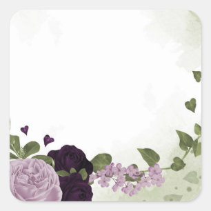 Pegatina Cuadrada Flores profundas y moradas claras