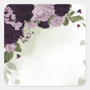 Pegatina Cuadrada Flores profundas y moradas claras