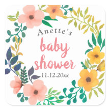 Flores rosa acuarelas | BABY SHOWER