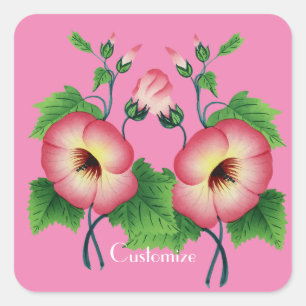 Pegatina Cuadrada Flores rosa de inicio, Thunder_Cove