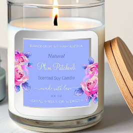 Pegatina Cuadrada Flores rosadas Blue Silver Producto Etiquetas de e