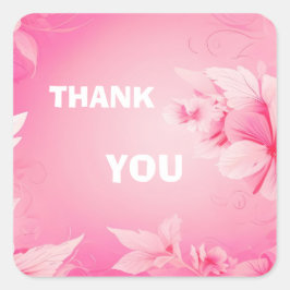Pegatina Cuadrada flores rosas suaves gracias