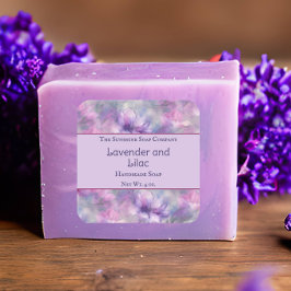Pegatina Cuadrada Flores rosas y moradas Soap Cosméticos Bombas de b