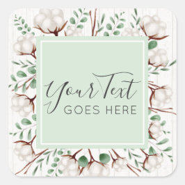 Pegatina Cuadrada Flores rusticas de algodón del sur en madera blanc