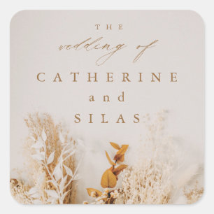 Pegatina Cuadrada Flores secas de Boho caen la boda