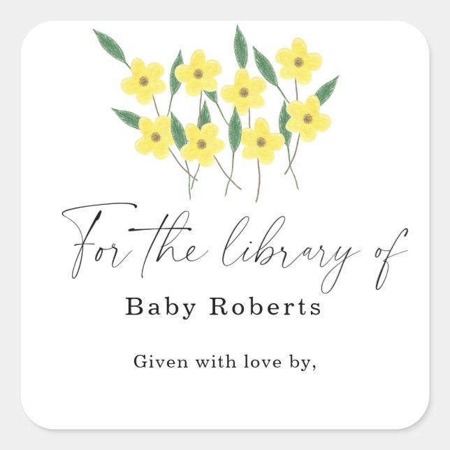 Pegatina Cuadrada Flores silvestres amarillas - para la biblioteca d (Anverso)