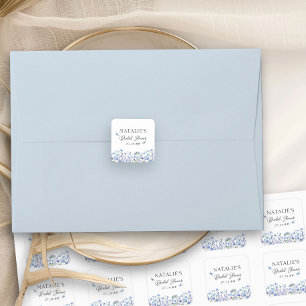 Pegatina Cuadrada Flores Silvestres Azules Ducha Floral Delicada