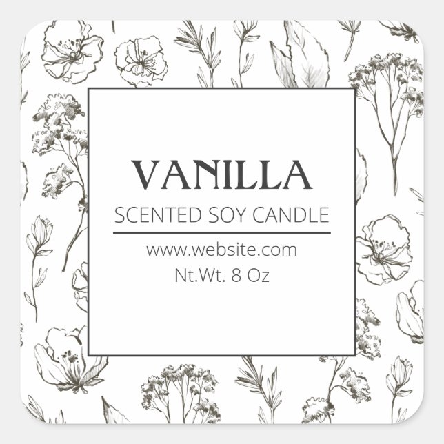 Pegatina Cuadrada Flores silvestres de plantas de carbón vegetal Eti (Anverso)