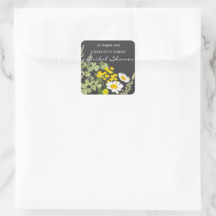 Pegatina Cuadrada Flores Silvestres Despedida de Soltera Personaliza
