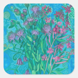 Pegatina Cuadrada Flores silvestres Flores de verano Ropa de flores 