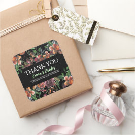 Pegatina Cuadrada Flores Silvestres Oscuras Guardar La Fecha