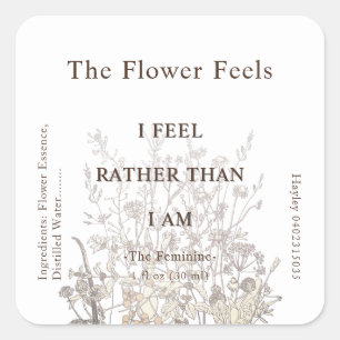 Pegatina Cuadrada Flores silvestres rusas hierba de tierra floral