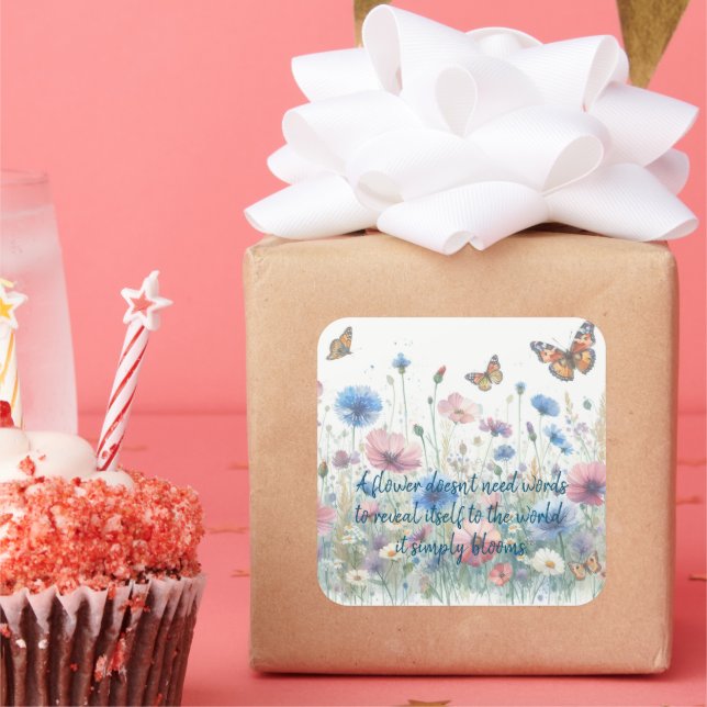 Pegatina Cuadrada Flores silvestres y tarjeta de cotización (Fiesta)