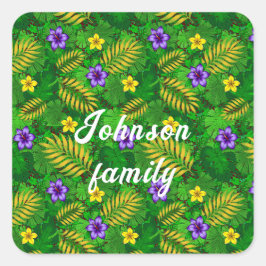 Pegatina Cuadrada flores tropicales