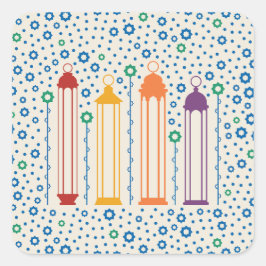 Pegatina Cuadrada Flores y faroles