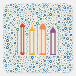 Pegatina Cuadrada Flores y faroles