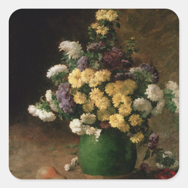 Pegatina Cuadrada Flores y fruta, 1880 (Anverso)