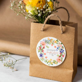 Pegatina Cuadrada Flores y libélulas Wreath Bridal Shower