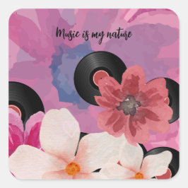 Pegatina Cuadrada Flores y vinilo