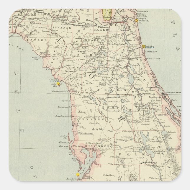 Pegatina Cuadrada Floriada (Estados Unidos) (Anverso)
