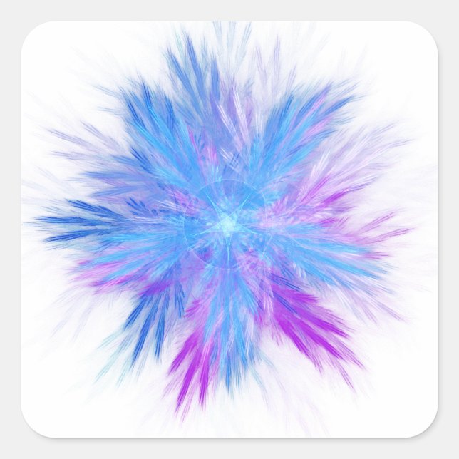 Pegatina Cuadrada Floribunda Fractal (Anverso)