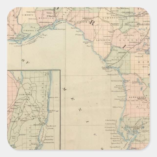 Pegatina Cuadrada Florida 2 (Anverso)