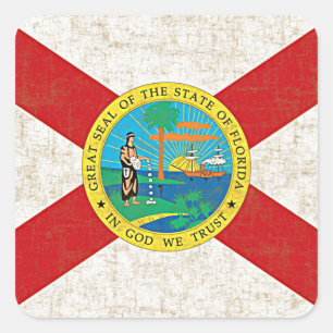 PEGATINA CUADRADA FLORIDA FLAG AGED