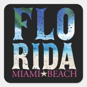 Pegatina Cuadrada Florida, Miami Beach