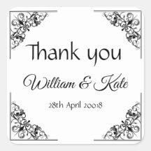 Flourish Corners Boda gracias a las etiquetas pega