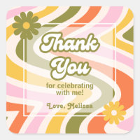 Flower Green Birday Gracias por la ola retro Groov