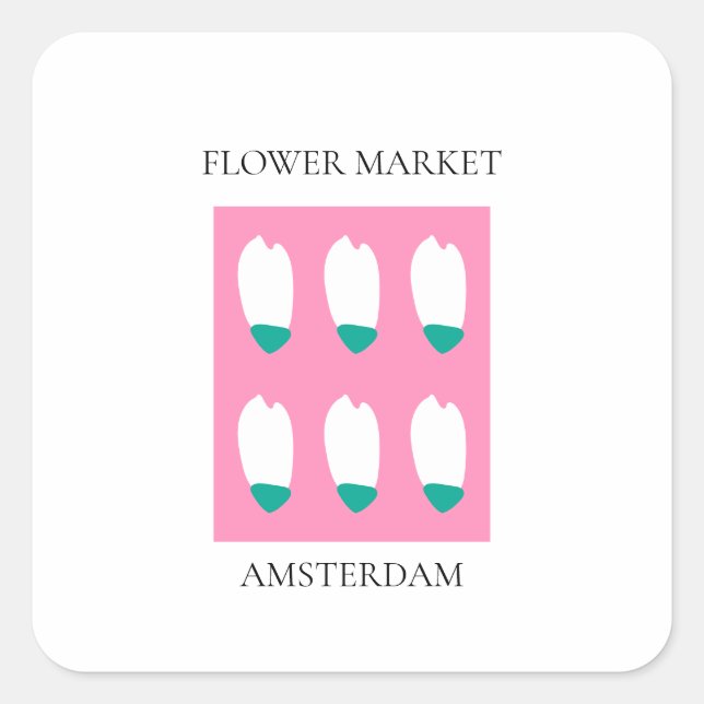 Pegatina Cuadrada Flower Market - Amsterdam (Anverso)