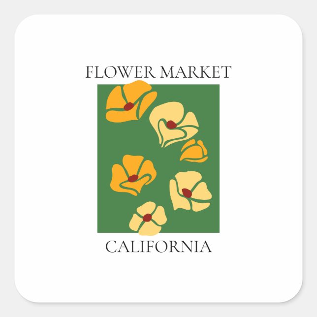 Pegatina Cuadrada Flower Market - California (Anverso)