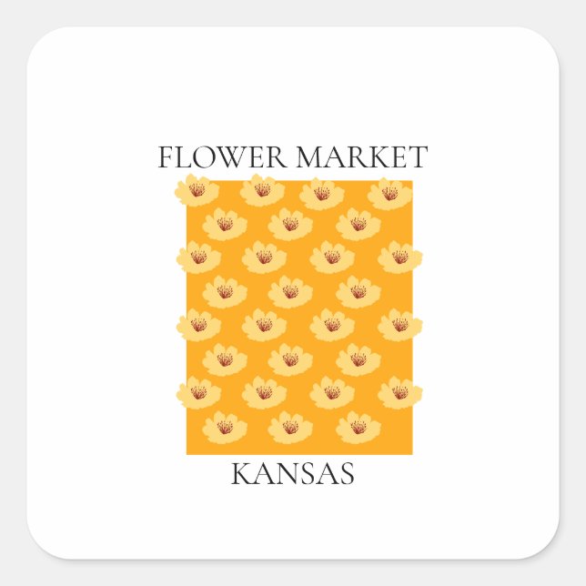 Pegatina Cuadrada Flower Market - Kansas (Anverso)