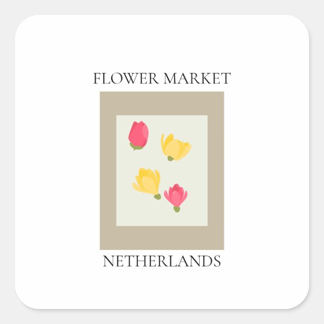 Pegatina Cuadrada Flower Market - Netherlands (Anverso)