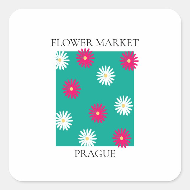 Pegatina Cuadrada Flower Market - Prague (Anverso)