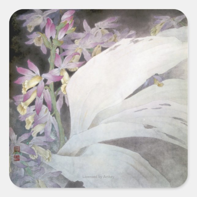 Pegatina Cuadrada Flower Seires II-Fhaiuses (Anverso)