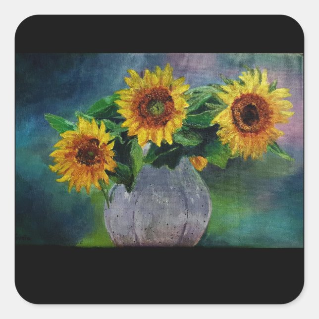 Pegatina Cuadrada flower sticker/label (Anverso)