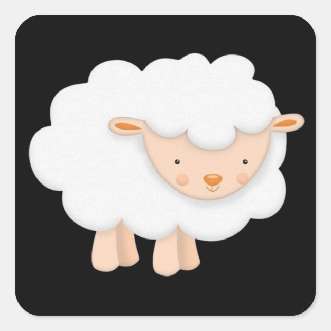 Pegatina Cuadrada Fluffy White Lamb Sticker (Anverso)