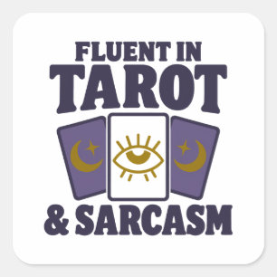 Pegatina Cuadrada Fluido en Tarot Sarcasmo Cita de Humor de Bruja