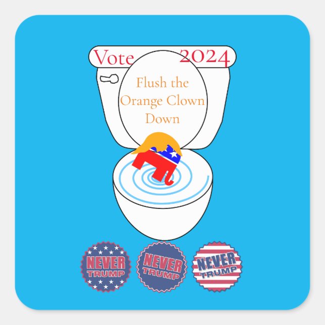 Pegatina Cuadrada Flush The Naranja Clown Thunder_Cove (Anverso)