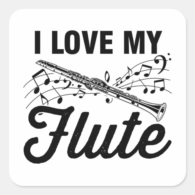Pegatina Cuadrada Flute flauta | Regalos de bandas de instrumentos m (Anverso)