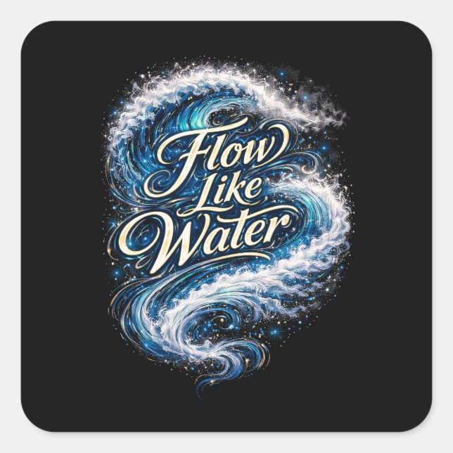 Pegatina Cuadrada Fluye como el agua (Anverso)